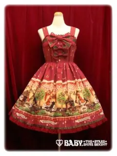 My little red riding hoodドットリボンジャンパースカート