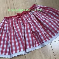 メゾピアノ ピンクチェック フリルスカート mezzopiano 90cm