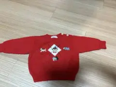 ファミリア　ニットセーター 赤色刺繍長袖ニットセーター