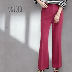 37【UNIQLO】センタープリーツ ドレープフレアパンツ 脚長 美脚効果