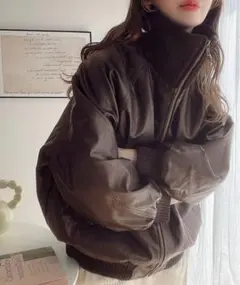 JaVa ジャバコラボ フェイクレザー ジャケット ブラウン M