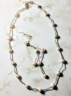 あこや本真珠　シルバーウェーブ　ニュアンス　ステーションネックレス　ピアスセット