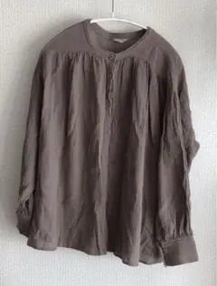 ブラウン 長袖 シャツ ボタン付き　Ｆサイズ サマンサモスモス