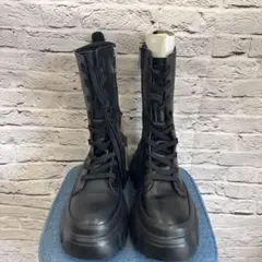 新品】ZARA レースアップトラックソールブーツ ブラック37（B-16