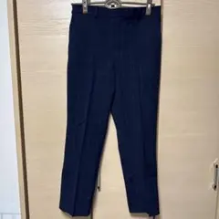 ネイビー チェック柄 スリムフィットパンツ