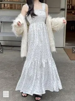 花柄シャーリングティアードキャミワンピース［on227］