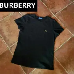 BURBERRYブルーレーベル　黒 半袖Tシャツ ロゴ刺繍　ゴールド