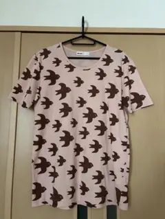 【新品】Né-net 半袖Tシャツ　北欧柄　つばめ柄　ピンク　Lのサムネイル