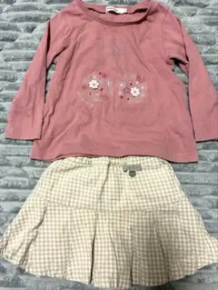 SLAP SLIP ピンクTシャツとプティマイン　スカートセット100cm