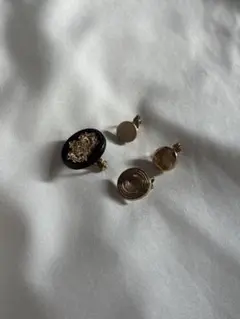 ゴールド ブラック イヤリングセット 4個