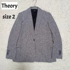Theory テーラードジャケット ショールカラー　千鳥格子柄