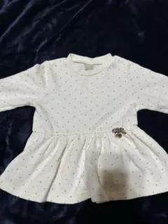 petitmainフリル付き長袖シャツ クリーム色 100