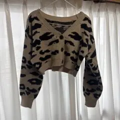 4月中1200円‼️ヒョウ柄 ニット ミニ丈 M