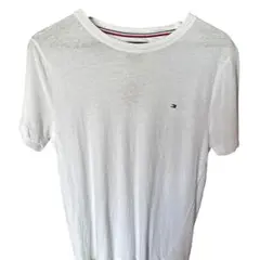 Z110 TOMMY HILFIGER Tシャツ 半袖 ワッペンロゴ 古着 白