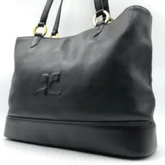 【極美品】クレージュ トートバッグ A4収納 肩掛け 黒 ブラック レザー ロゴのサムネイル