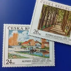 9662 外国切手 チェコ共和国 2009年 美術切手 近代絵画 2種 凹版