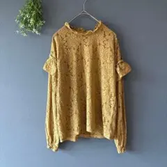 エヘカソポ［M］大人ナチュラル◎ポイントフリル◎透け感◎フラワーレースブラウスのサムネイル