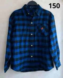 HANGTEN チェックシャツ　ブルー　150