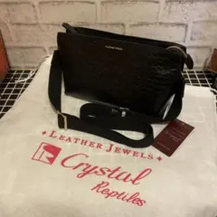 LEATHER JEWELS 牛革型押しショルダーバッグ ブラックのサムネイル