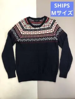 【美品】SHIPS ノルディック柄 薄手セーター