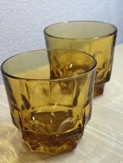 アンバーガラス カップ　2個セット