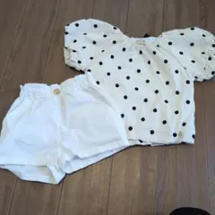 プティマイン 半袖ブラウス110cm&ショートパンツ100cm