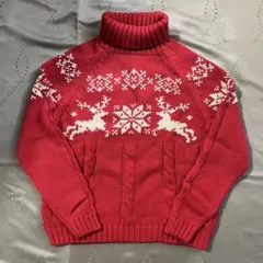 90s ランズエンド 綿タートル ローゲージニット トナカイ ヴィンテージ古着