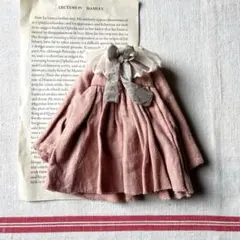 紅茶染めりぼんワンピース　ブライスアウトフィット　ハンドメイド　ネオブライス洋服