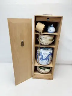 伊万里焼 古伊万里 渦福銘 錦手鳳凰文 煎茶碗 五客 時代箱付 V B30