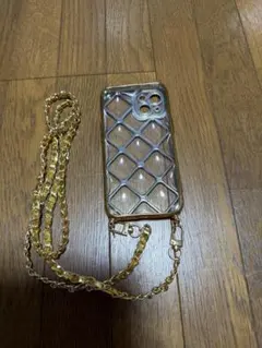 iPhoneケース ショルダータイプ ゴールド チェーン