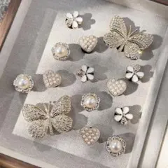 [827d]ジビッツ14個　バタフライ　ハート　フラワー　クロックス