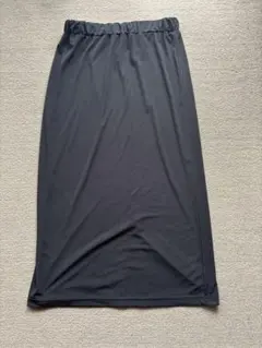 ブラック ロングタイトスカート マキシ丈スカート ウエストゴム シンプル