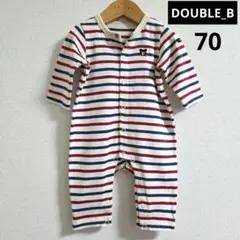 【極美品】DOUBLE.B ミキハウス ボーダー柄 ロンパース 70㌢