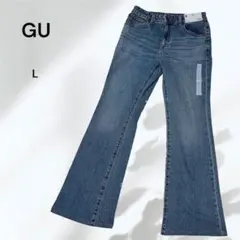 【新品タグ付き】GU ミドルライズフレアジーンズ　L ブルー