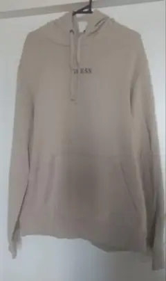 GUESSゲス ベージュ フード付きパーカー 裏起毛(美品)