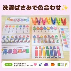 洗濯ばさみで色合わせ✨ 保育教材 療育 知育玩具