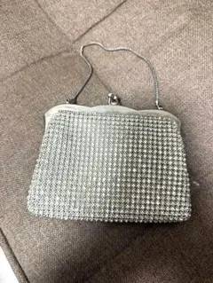 シルバー ビーズ装飾 クラッチバッグ