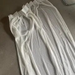 1枚　ホワイト ストライプ レースカーテン