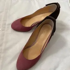 オデットエオディール　ピンク　スエード　バッグリボンのパンプス