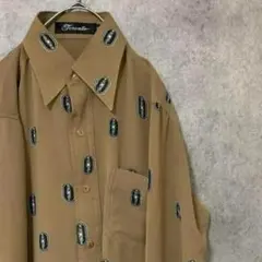 70s vintage 柄シャツ　長袖　メンズ　日本製　ポリ　個性派　古着　F3