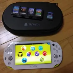 PS Vita本体 ホワイトイエロー + ゲーム5本本体ケースセット