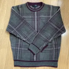 チェック柄ニットセーター M