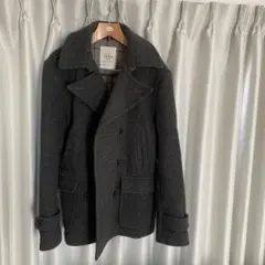 IKKA ダークグレー　メンズ　Pコート　Lサイズ　ウール混