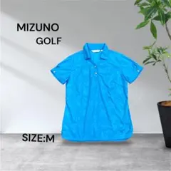 3267☆MIZUNO GOLF レディース 半袖ポロシャツ ブルー Mのサムネイル