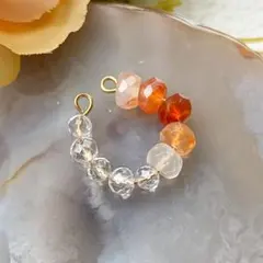 カーネリアン 水晶 ツーウェイ イヤーカフ サージカルステンレス 7月 誕生石