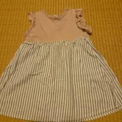 キッズ ノースリーブ ワンピース ストライプ ピンク