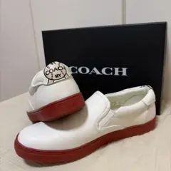 【箱あり】COACH レザースリッポン　ベースボール