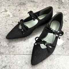 新品未使用タグ付きJelly Beans ブラック レースダブルリボン　パンプス