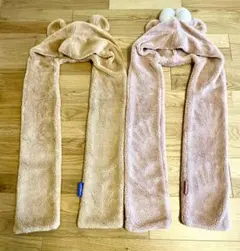 ダッフィー　シェリーメイ　マフラー　帽子　ディズニー　フード付きマフラー