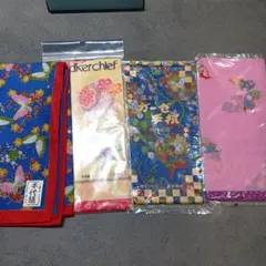 花柄　和風　ハンカチ4枚セット チョウ　てまり　蝶